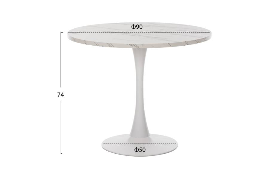 ΤΡΑΠΕΖΙ ΤΡΑΠΕΖΑΡΙΑΣ ROLLO HM9421.01 ΣΤΡΟΓΓΥΛΟ WHITE MARBLE Φ90x74Y εκ.