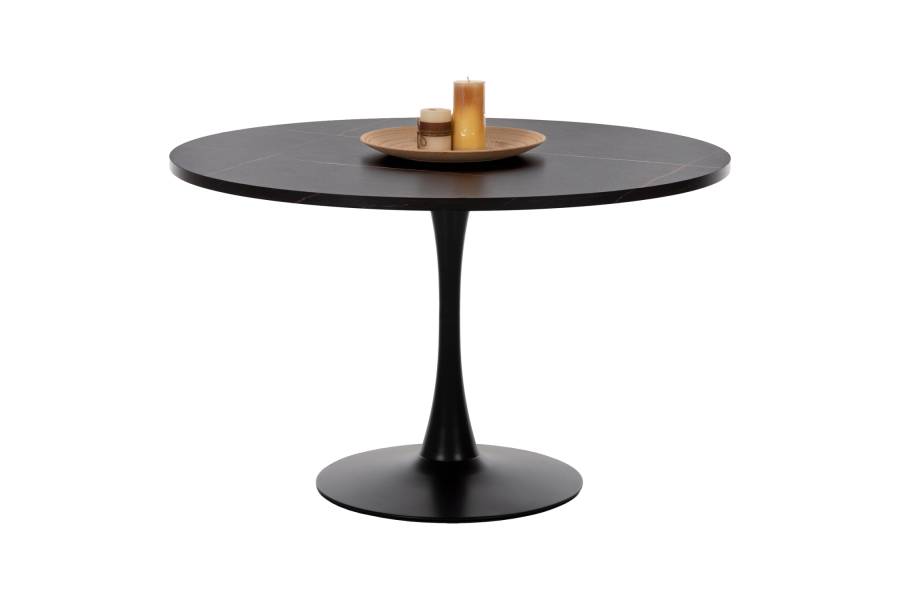 ΤΡΑΠΕΖΙ ΤΡΑΠΕΖΑΡΙΑΣ ROLLO HM9422.02 ΣΤΡΟΓΓΥΛΟ BLACK MARBLE Φ120x74Yεκ.