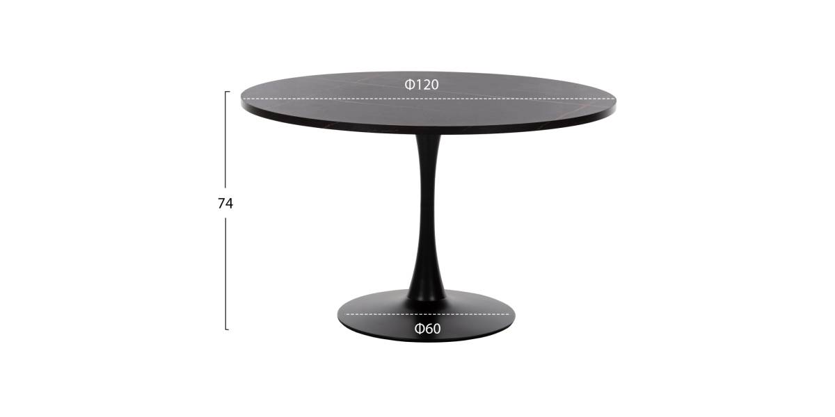 ΤΡΑΠΕΖΙ ΤΡΑΠΕΖΑΡΙΑΣ ROLLO HM9422.02 ΣΤΡΟΓΓΥΛΟ BLACK MARBLE Φ120x74Yεκ.