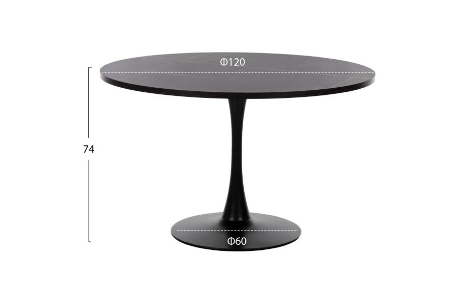 ΤΡΑΠΕΖΙ ΤΡΑΠΕΖΑΡΙΑΣ ROLLO HM9422.02 ΣΤΡΟΓΓΥΛΟ BLACK MARBLE Φ120x74Yεκ.