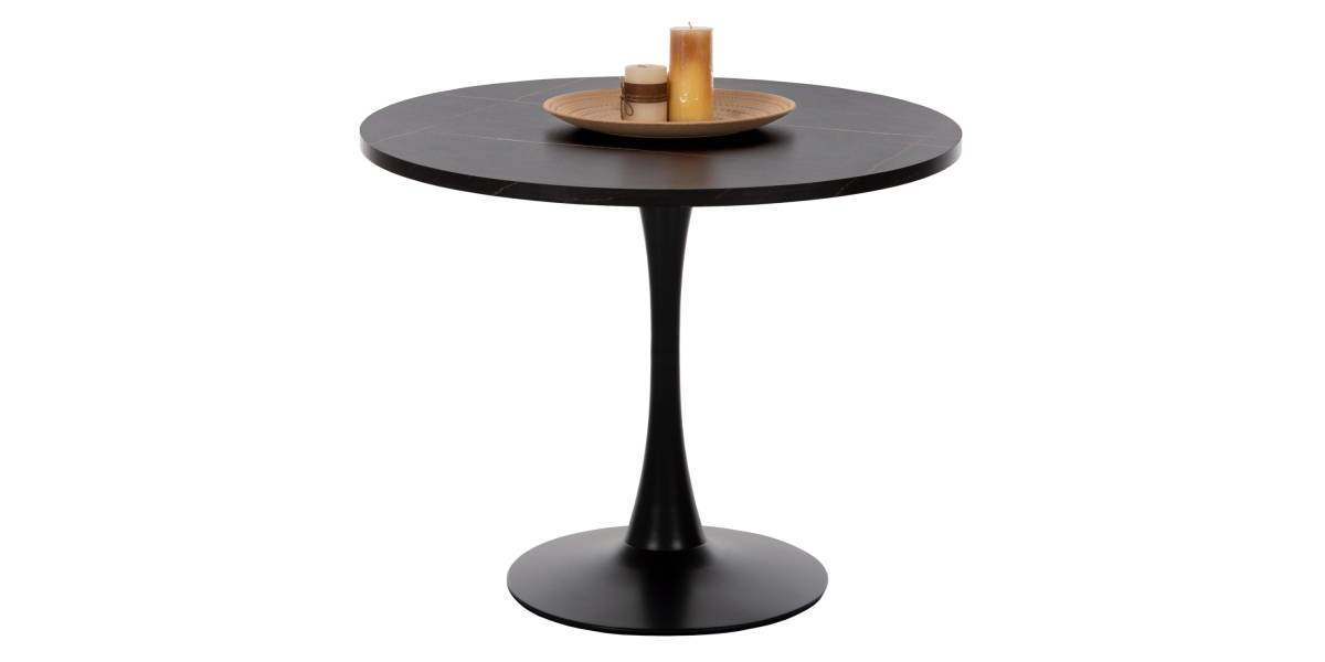 ΤΡΑΠΕΖΙ ΤΡΑΠΕΖΑΡΙΑΣ ROLLO HM9421.02 ΣΤΡΟΓΓΥΛΟ BLACK MARBLE Φ90x74 εκ.