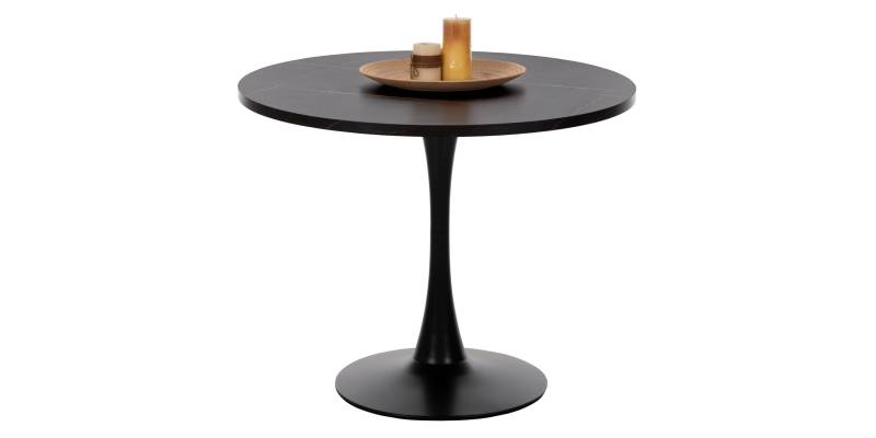 ΤΡΑΠΕΖΙ ΤΡΑΠΕΖΑΡΙΑΣ ROLLO HM9421.02 ΣΤΡΟΓΓΥΛΟ BLACK MARBLE Φ90x74 εκ.