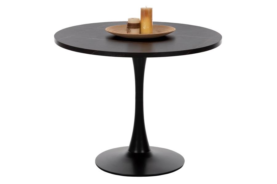 ΤΡΑΠΕΖΙ ΤΡΑΠΕΖΑΡΙΑΣ ROLLO HM9421.02 ΣΤΡΟΓΓΥΛΟ BLACK MARBLE Φ90x74 εκ.