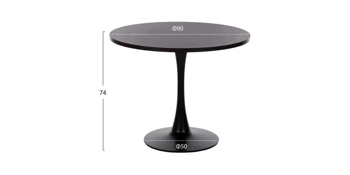 ΤΡΑΠΕΖΙ ΤΡΑΠΕΖΑΡΙΑΣ ROLLO HM9421.02 ΣΤΡΟΓΓΥΛΟ BLACK MARBLE Φ90x74 εκ.