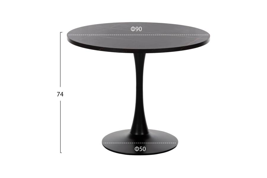 ΤΡΑΠΕΖΙ ΤΡΑΠΕΖΑΡΙΑΣ ROLLO HM9421.02 ΣΤΡΟΓΓΥΛΟ BLACK MARBLE Φ90x74 εκ.