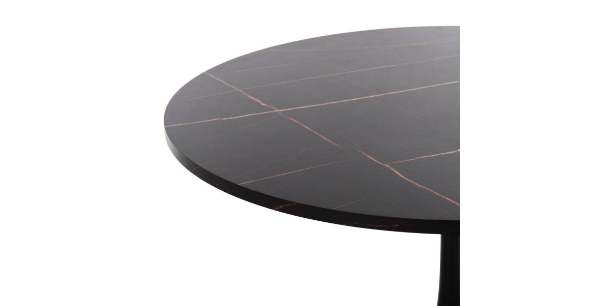 ΤΡΑΠΕΖΙ ΤΡΑΠΕΖΑΡΙΑΣ ROLLO HM9421.02 ΣΤΡΟΓΓΥΛΟ BLACK MARBLE Φ90x74 εκ.