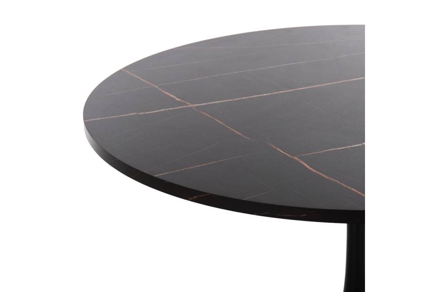 ΤΡΑΠΕΖΙ ΤΡΑΠΕΖΑΡΙΑΣ ROLLO HM9421.02 ΣΤΡΟΓΓΥΛΟ BLACK MARBLE Φ90x74 εκ.