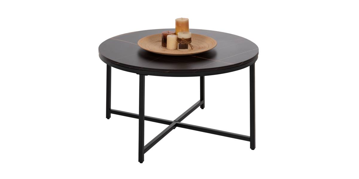 ΤΡΑΠΕΖΙ ΣΑΛΟΝΙΟΥ HM9420.03 BLACK MARBLE ΜΕΛΑΜΙΝΗ-ΜΑΥΡΗ ΜΕΤΑΛΛΙΚΗ ΒΑΣΗ Φ80x48,5Yεκ.
