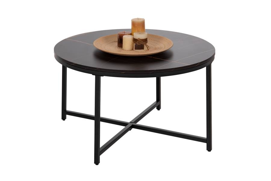 ΤΡΑΠΕΖΙ ΣΑΛΟΝΙΟΥ HM9420.03 BLACK MARBLE ΜΕΛΑΜΙΝΗ-ΜΑΥΡΗ ΜΕΤΑΛΛΙΚΗ ΒΑΣΗ Φ80x48,5Yεκ.