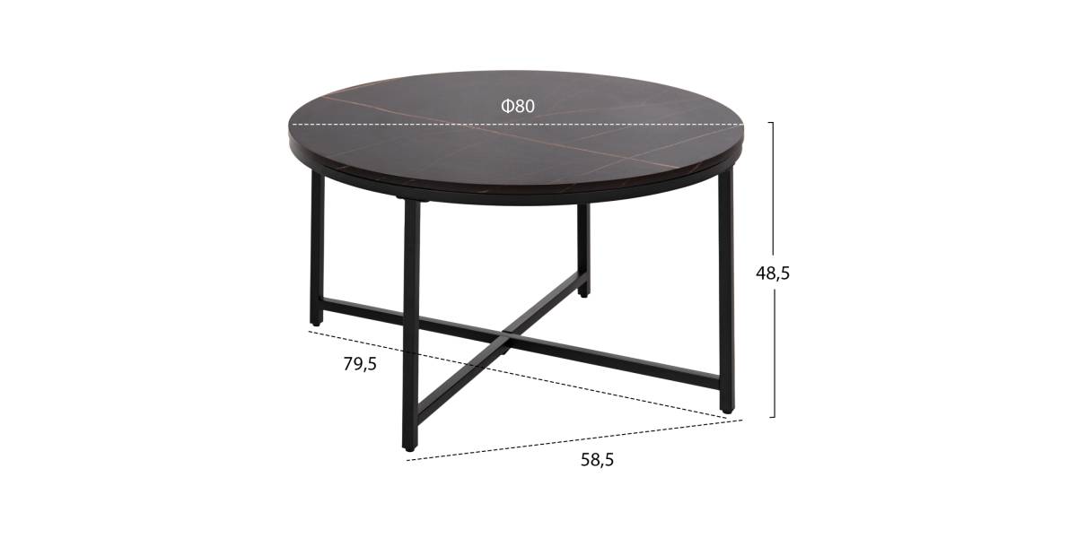 ΤΡΑΠΕΖΙ ΣΑΛΟΝΙΟΥ HM9420.03 BLACK MARBLE ΜΕΛΑΜΙΝΗ-ΜΑΥΡΗ ΜΕΤΑΛΛΙΚΗ ΒΑΣΗ Φ80x48,5Yεκ.