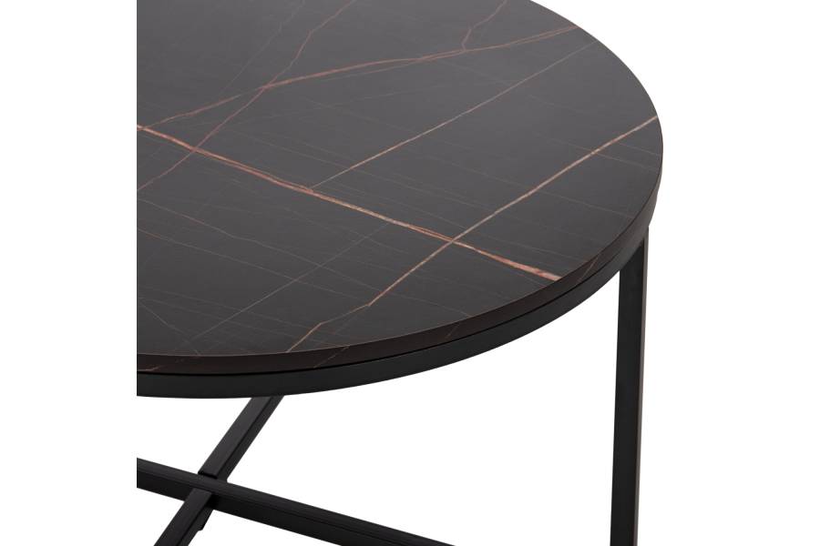 ΤΡΑΠΕΖΙ ΣΑΛΟΝΙΟΥ HM9420.03 BLACK MARBLE ΜΕΛΑΜΙΝΗ-ΜΑΥΡΗ ΜΕΤΑΛΛΙΚΗ ΒΑΣΗ Φ80x48,5Yεκ.