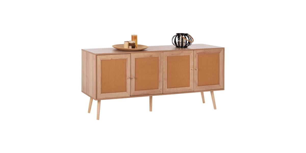 ΜΠΟΥΦΕΣ COLM HM9440.11 ΜΕΛΑΜΙΝΗΣ & ΣΥΝΘΕΤΙΚΟ RATTAN ΣΤΙΣ 4 ΠΟΡΤΕΣ 160x39,5x71Yεκ.