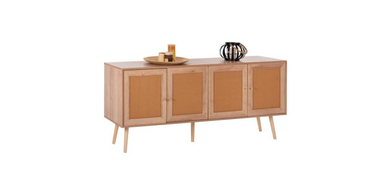 ΜΠΟΥΦΕΣ COLM HM9440.11 ΜΕΛΑΜΙΝΗΣ & ΣΥΝΘΕΤΙΚΟ RATTAN ΣΤΙΣ 4 ΠΟΡΤΕΣ 160x39,5x71Yεκ.