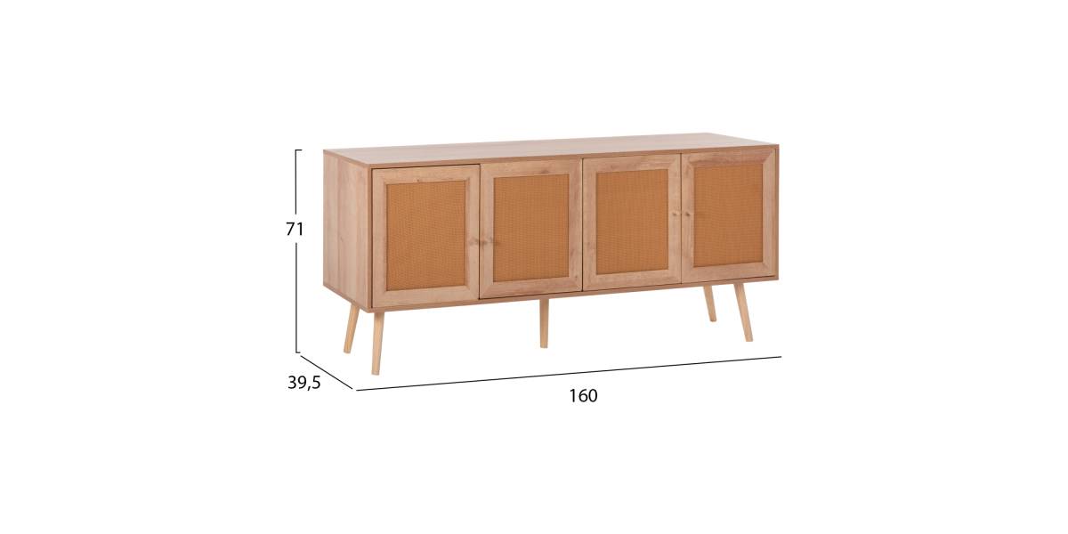 ΜΠΟΥΦΕΣ COLM HM9440.11 ΜΕΛΑΜΙΝΗΣ & ΣΥΝΘΕΤΙΚΟ RATTAN ΣΤΙΣ 4 ΠΟΡΤΕΣ 160x39,5x71Yεκ.
