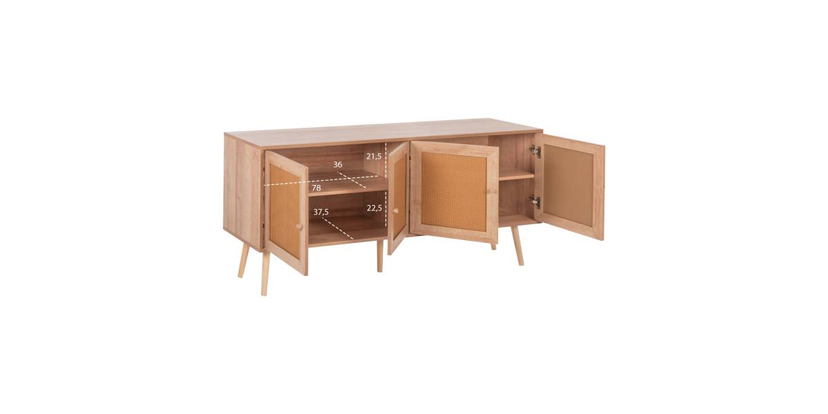 ΜΠΟΥΦΕΣ COLM HM9440.11 ΜΕΛΑΜΙΝΗΣ & ΣΥΝΘΕΤΙΚΟ RATTAN ΣΤΙΣ 4 ΠΟΡΤΕΣ 160x39,5x71Yεκ.