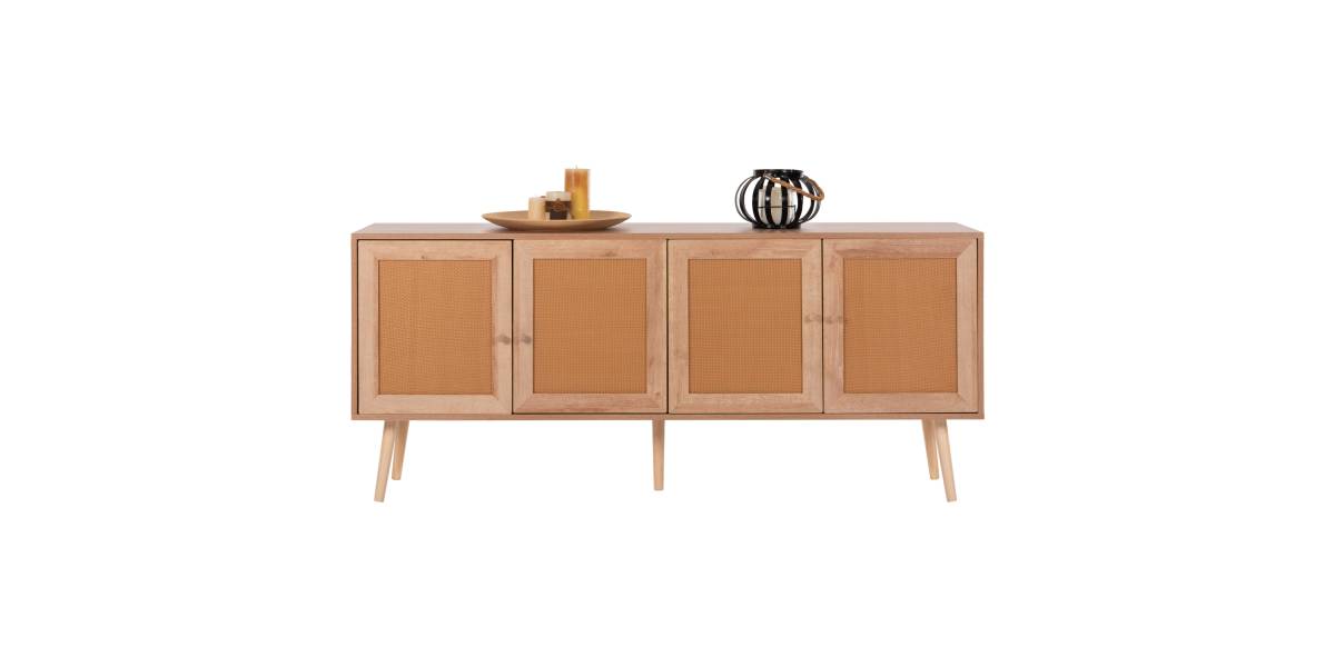ΜΠΟΥΦΕΣ COLM HM9440.11 ΜΕΛΑΜΙΝΗΣ & ΣΥΝΘΕΤΙΚΟ RATTAN ΣΤΙΣ 4 ΠΟΡΤΕΣ 160x39,5x71Yεκ.