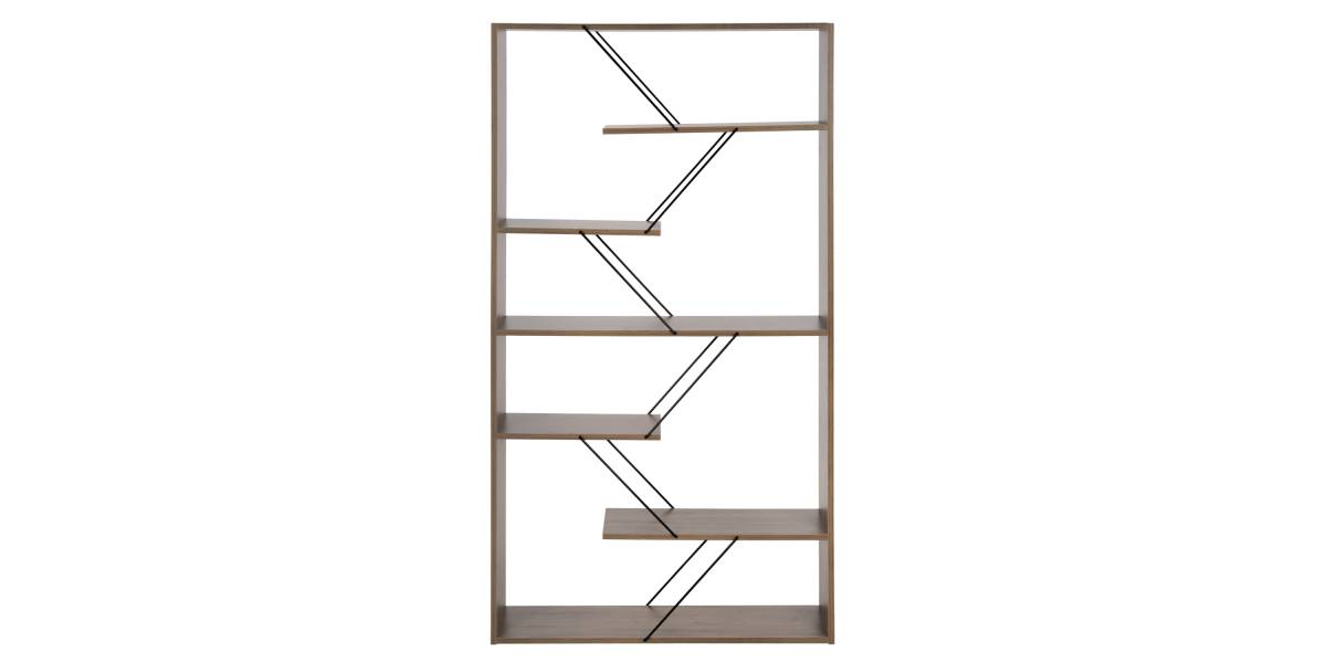 ΒΙΒΛΙΟΘΗΚΗ TARS HM2240.13 OLIVE GREY ΜΕΛΑΜΙΝΗ-ΜΑΥΡΕΣ ΜΕΤΑΛΛΙΚΕΣ ΒΕΡΓΕΣ 84x24x157Yεκ.