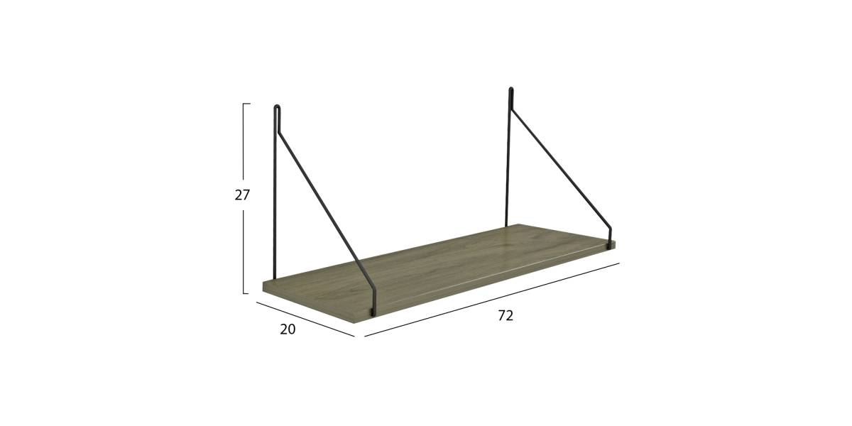 ΡΑΦΙ ΤΟΙΧΟΥ AGILAN ΜΕΛΑΜΙΝΗΣ HM9183.12 OLIVE GREY 72x20x27Y εκ.