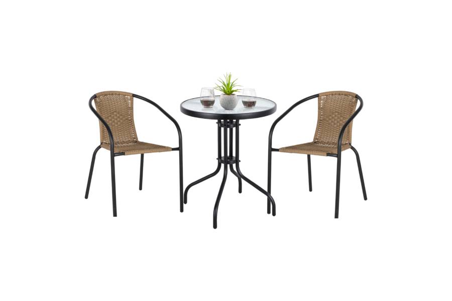 ΣΕΤ ΤΡΑΠΕΖΑΡΙΑΣ ΕΞΩΤ.ΧΩΡΟΥ CAMEL 3ΤΜΧ ΜΑΥΡΟ ΜΕΤΑΛΛΟ-RATTAN ΦΥΣΙΚΟ ΗΜ11866.03