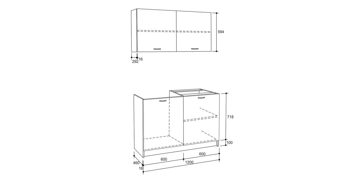 ΣΥΝΘΕΣΗ ΚΟΥΖΙΝΑΣ BLAINE ΜΕΛΑΜΙΝΗ ΓΚΡΙ HM2439.10 120x46-29,2εκ.