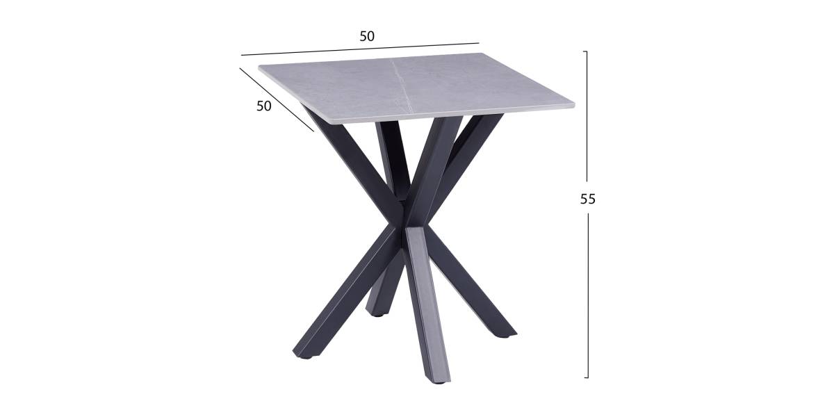ΒΟΗΘΗΤΙΚΟ ΤΡΑΠΕΖΑΚΙ ΣΑΛΟΝΙΟΥ HM9471.05 GREY MARBLE TOP-ΜΑΥΡΗ ΜΕΤΑΛ.ΒΑΣΗ 50x50x55Yεκ.