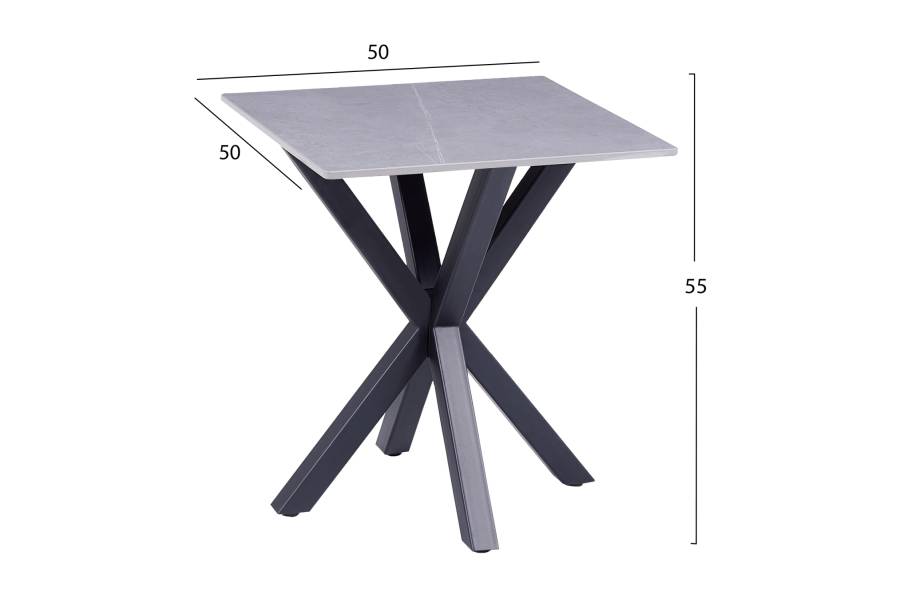 ΒΟΗΘΗΤΙΚΟ ΤΡΑΠΕΖΑΚΙ ΣΑΛΟΝΙΟΥ HM9471.05 GREY MARBLE TOP-ΜΑΥΡΗ ΜΕΤΑΛ.ΒΑΣΗ 50x50x55Yεκ.
