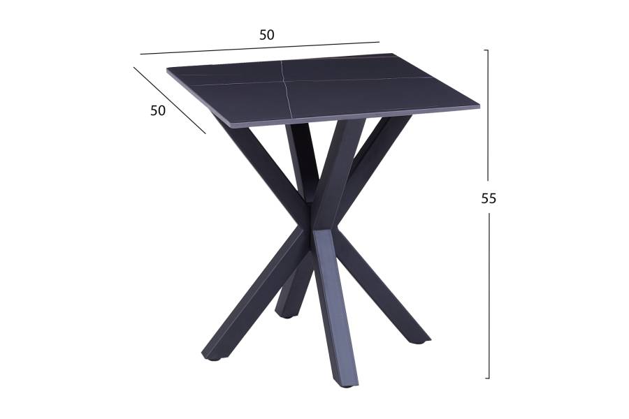 ΒΟΗΘΗΤΙΚΟ ΤΡΑΠΕΖΑΚΙ ΣΑΛΟΝΙΟΥ HM9471.04 BLACK MARBLE TOP-ΜΑΥΡΗ ΜΕΤΑΛ.ΒΑΣΗ 50x50x55Υεκ.
