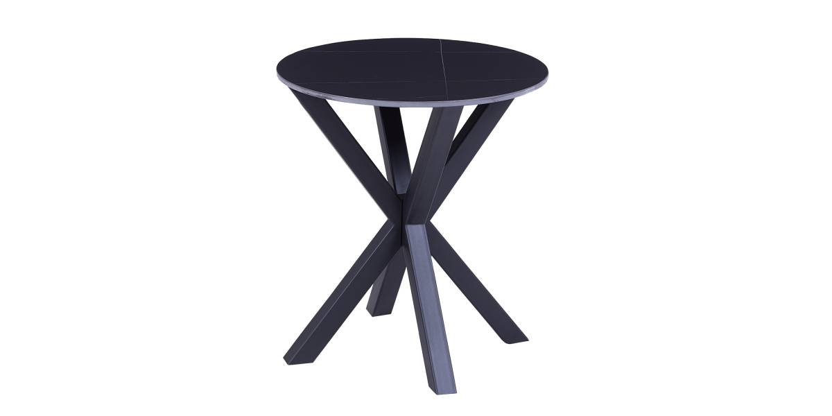 ΒΟΗΘΗΤΙΚΟ ΤΡΑΠΕΖΑΚΙ ΣΤΡΟΓΓΥΛΟ HM9473.04 BLACK MARBLE ΕΠΙΦΑΝΕΙΑ ΜΑΥΡΗ ΒΑΣΗ Φ50x55Yεκ.
