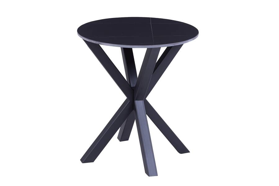 ΒΟΗΘΗΤΙΚΟ ΤΡΑΠΕΖΑΚΙ ΣΤΡΟΓΓΥΛΟ HM9473.04 BLACK MARBLE ΕΠΙΦΑΝΕΙΑ ΜΑΥΡΗ ΒΑΣΗ Φ50x55Yεκ.