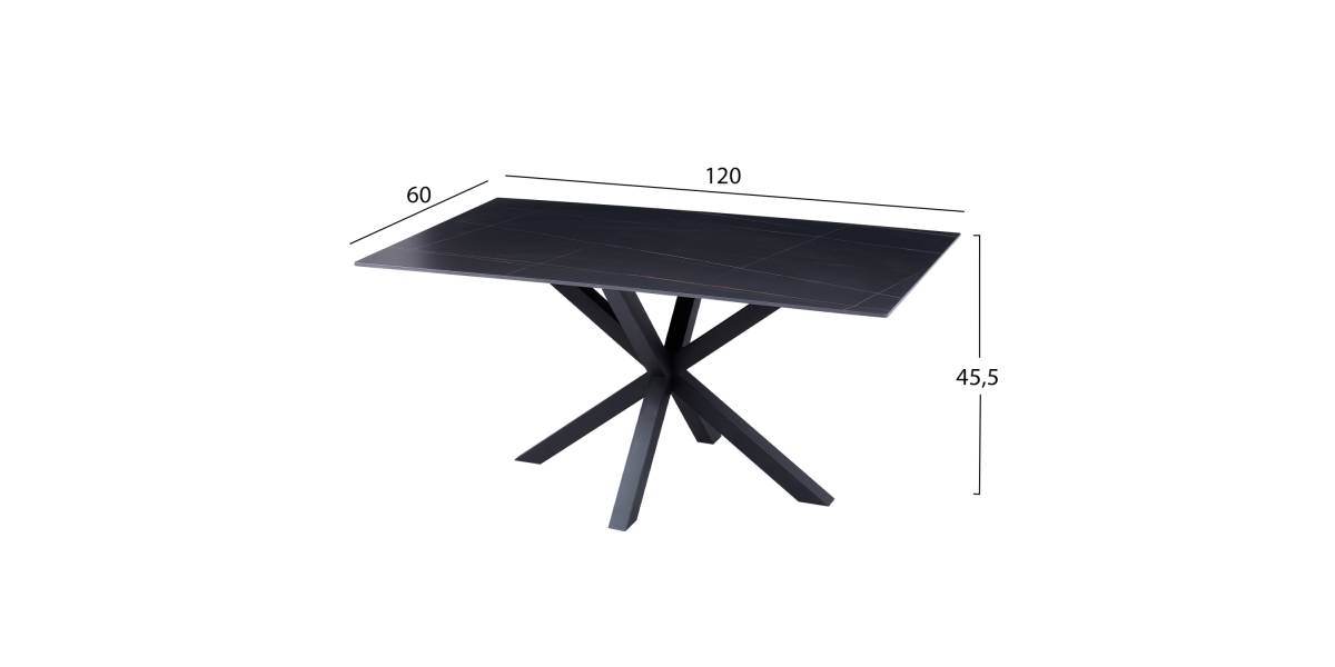 ΤΡΑΠΕΖΙ ΣΑΛΟΝΙΟΥ HM9470.04 BLACK MARBLE-ΜΑΥΡΗ ΜΕΤΑΛ.ΒΑΣΗ 120x60x45,5Yεκ.