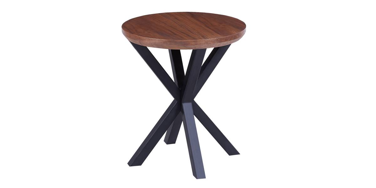 ΒΟΗΘΗΤΙΚΟ ΤΡΑΠΕΖΑΚΙ ΣΤΡΟΓΓΥΛΟ HM9473.02 MDF ΜΕ ΚΑΠΛΑΜΑ ΑΠΟ ΞΥΛΟ ΚΑΡΥΔΙΑΣ Φ50x55Yεκ.