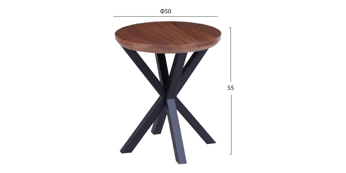 ΒΟΗΘΗΤΙΚΟ ΤΡΑΠΕΖΑΚΙ ΣΤΡΟΓΓΥΛΟ HM9473.02 MDF ΜΕ ΚΑΠΛΑΜΑ ΑΠΟ ΞΥΛΟ ΚΑΡΥΔΙΑΣ Φ50x55Yεκ.