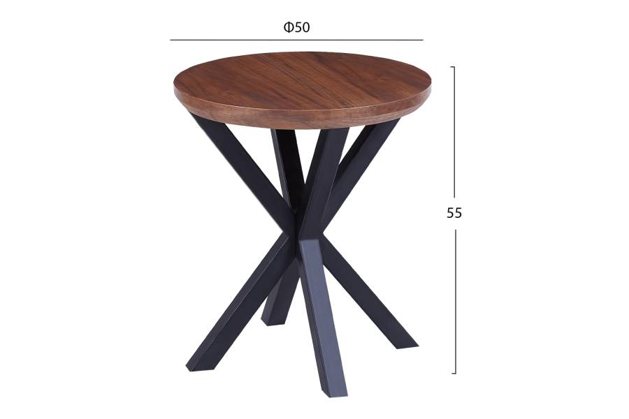 ΒΟΗΘΗΤΙΚΟ ΤΡΑΠΕΖΑΚΙ ΣΤΡΟΓΓΥΛΟ HM9473.02 MDF ΜΕ ΚΑΠΛΑΜΑ ΑΠΟ ΞΥΛΟ ΚΑΡΥΔΙΑΣ Φ50x55Yεκ.