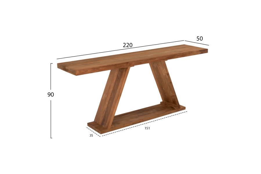 ΚΟΝΣΟΛΑ ΑΠΟ ΞΥΛΟ ΤΕΑΚ ΦΥΣΙΚΟ ΧΡΩΜΑ HM9555 220x50x90Υεκ.