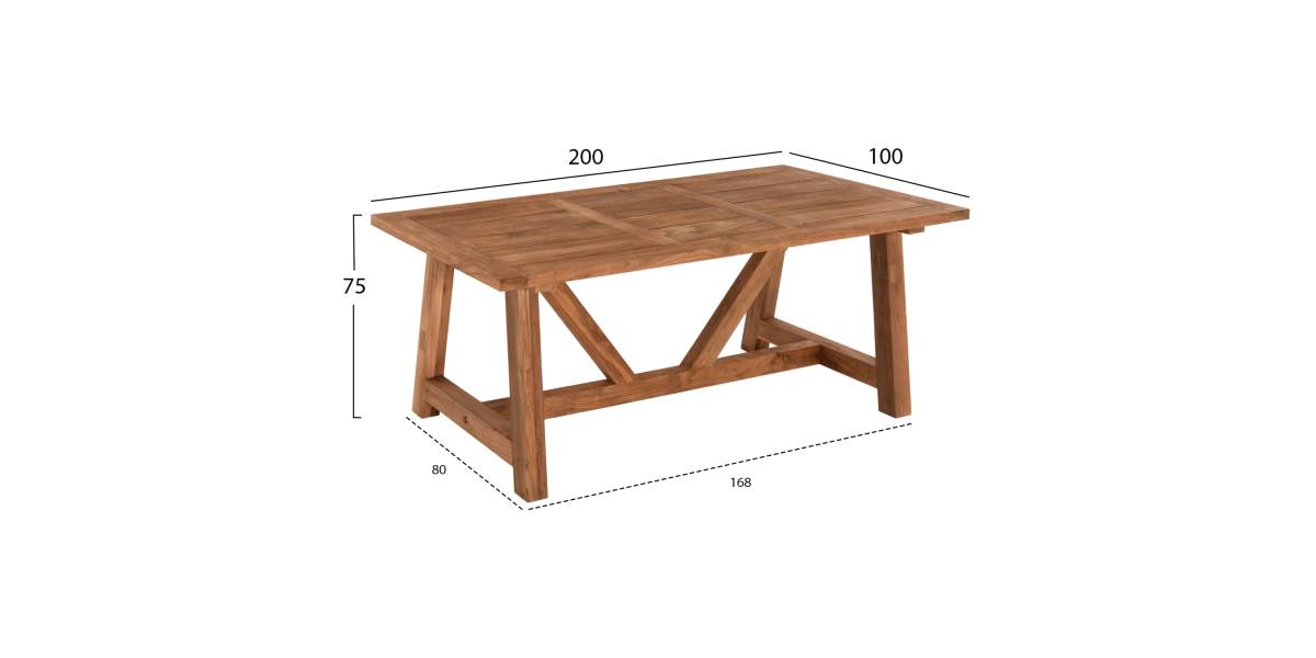 ΤΡΑΠΕΖΙ ΤΡΑΠΕΖΑΡΙΑΣ HM7922 PLUTON RECYCLED TEAK ΣΕ ΦΥΣΙΚΟ ΧΡΩΜΑ 200X100X75Yεκ.