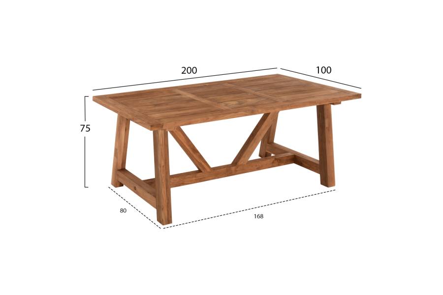 ΤΡΑΠΕΖΙ ΤΡΑΠΕΖΑΡΙΑΣ HM7922 PLUTON RECYCLED TEAK ΣΕ ΦΥΣΙΚΟ ΧΡΩΜΑ 200X100X75Yεκ.