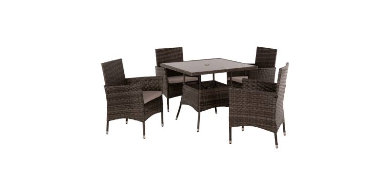 ΣΕΤ ΤΡΑΠΕΖΑΡΙΑΣ ΕΞΩΤ.ΧΩΡΟΥ 5ΤΜΧ HM5965 ΚΑΦΕ RATTAN-ΜΕΤΑΛΛΙΚΟΣ ΣΚΕΛΕΤΟΣ-ΓΥΑΛΙΝΗ ΕΠΙΦΑΝΕΙΑ