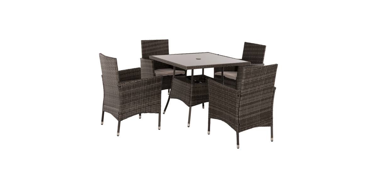 ΣΕΤ ΤΡΑΠΕΖΑΡΙΑΣ ΕΞΩΤ.ΧΩΡΟΥ 5ΤΜΧ HM5965 ΚΑΦΕ RATTAN-ΜΕΤΑΛΛΙΚΟΣ ΣΚΕΛΕΤΟΣ-ΓΥΑΛΙΝΗ ΕΠΙΦΑΝΕΙΑ