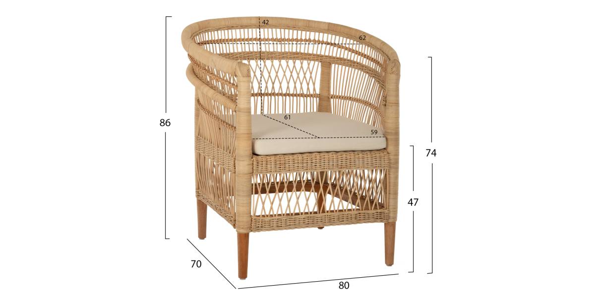 ΠΟΛΥΘΡΟΝΑ MALAWI HM9635.04 ΞΥΛΟ ΜΑΟΝΙ ΕΠΕΝΔΥΣΗ RATTAN ΛΕΥΚΟ ΜΑΞΙΛΑΡΙ ΚΑΘΙΣΜΑΤΟΣ 80x70x86Υεκ.