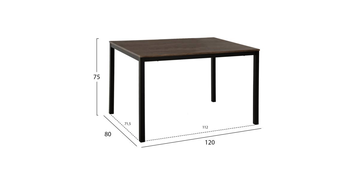 ΤΡΑΠΕΖΙ ΤΡΑΠΕΖΑΡΙΑΣ GOOSE HM9532 MDF ΚΑΡΥΔΙ-ΜΑΥΡΟ ΜΕΤΑΛΛΟ 120X80Χ75Yεκ.
