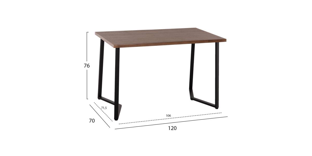 ΤΡΑΠΕΖΙ ΤΡΑΠΕΖΑΡΙΑΣ JAY HM9531 MDF ΚΑΡΥΔΙ-ΜΑΥΡA ΜΕΤΑΛΛΙΚΑ ΠΟΔΙΑ 120x70x76Υεκ.