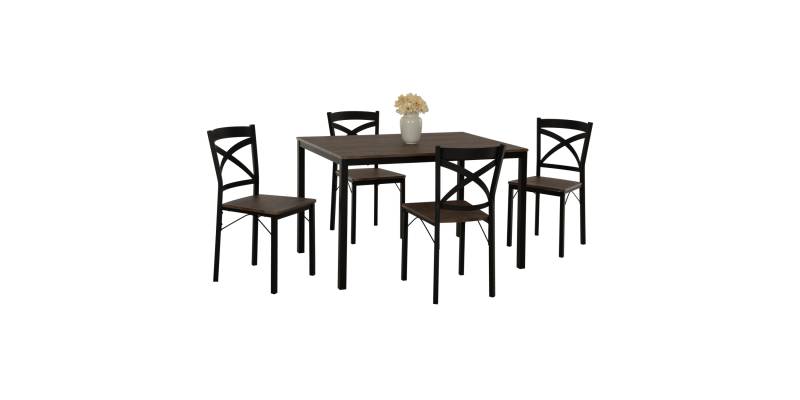 ΣΕΤ ΤΡΑΠΕΖΑΡΙΑΣ GOOSE 5ΤΜΧ HM9530.01 MDF ΚΑΡΥΔΙ-ΜΕΤΑΛΛΟ ΜΑΥΡΟ 120x80x75Yεκ.