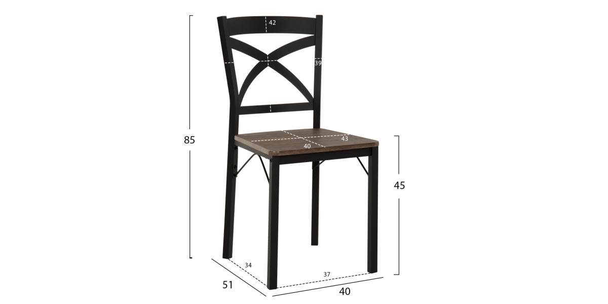 ΣΕΤ ΤΡΑΠΕΖΑΡΙΑΣ GOOSE 5ΤΜΧ HM9530.01 MDF ΚΑΡΥΔΙ-ΜΕΤΑΛΛΟ ΜΑΥΡΟ 120x80x75Yεκ.