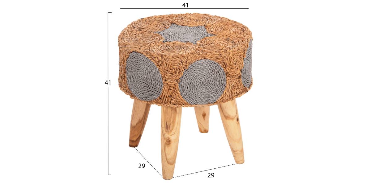 ΣΚΑΜΠΟ BEAM HM7826 ΞΥΛΟ ΤΕΑΚ ΚΑΙ SEAGRASS ΣΕ ΦΥΣΙΚΟ & ΓΚΡΙ Φ43x45Yεκ.