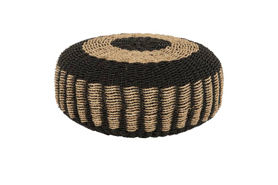 ΠΟΥΦ ΣΚΑΜΠΟ SARONI HM7851.02 SEAGRASS ΣΕ ΦΥΣΙΚΟ-ΜΑΥΡΟ ΧΡΩΜΑ Φ60x35Yεκ.