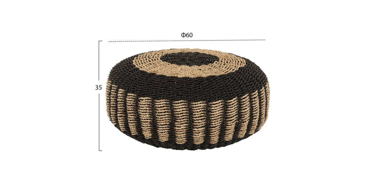 ΠΟΥΦ ΣΚΑΜΠΟ SARONI HM7851.02 SEAGRASS ΣΕ ΦΥΣΙΚΟ-ΜΑΥΡΟ ΧΡΩΜΑ Φ60x35Yεκ.