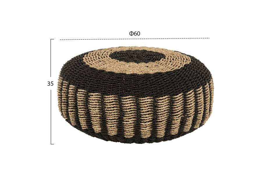 ΠΟΥΦ ΣΚΑΜΠΟ SARONI HM7851.02 SEAGRASS ΣΕ ΦΥΣΙΚΟ-ΜΑΥΡΟ ΧΡΩΜΑ Φ60x35Yεκ.