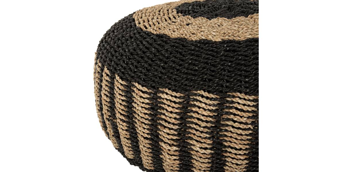ΠΟΥΦ ΣΚΑΜΠΟ SARONI HM7851.02 SEAGRASS ΣΕ ΦΥΣΙΚΟ-ΜΑΥΡΟ ΧΡΩΜΑ Φ60x35Yεκ.
