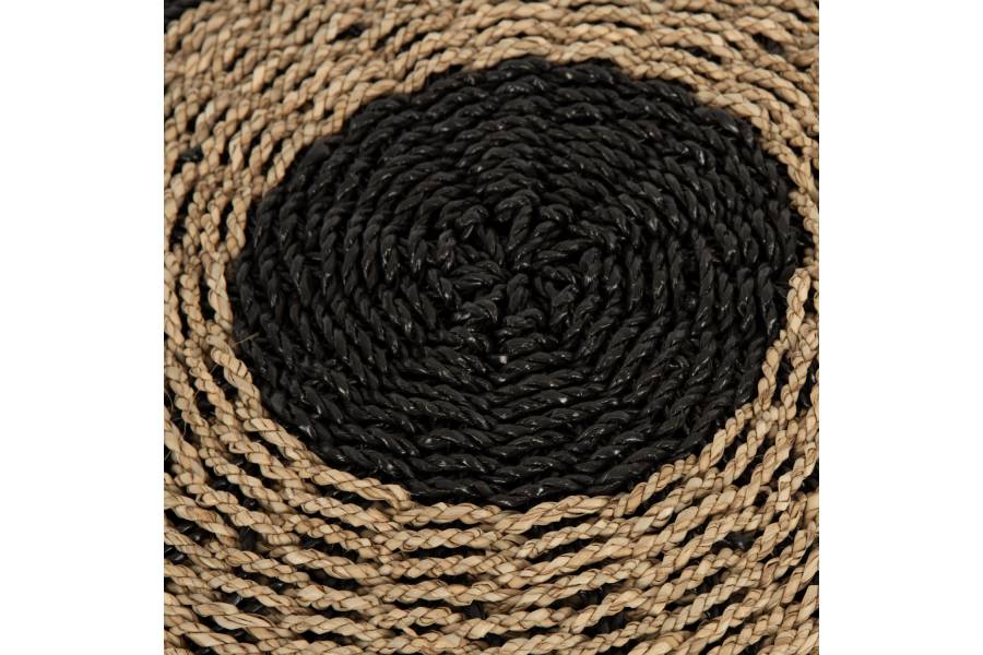 ΠΟΥΦ ΣΚΑΜΠΟ SARONI HM7851.02 SEAGRASS ΣΕ ΦΥΣΙΚΟ-ΜΑΥΡΟ ΧΡΩΜΑ Φ60x35Yεκ.