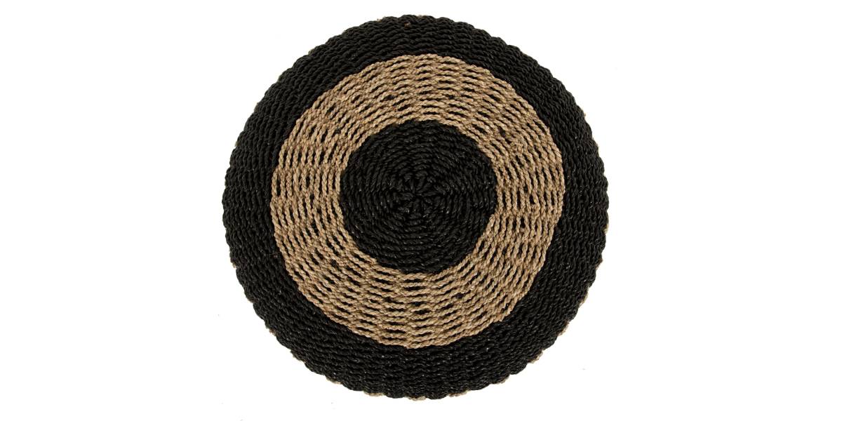 ΠΟΥΦ ΣΚΑΜΠΟ SARONI HM7851.02 SEAGRASS ΣΕ ΦΥΣΙΚΟ-ΜΑΥΡΟ ΧΡΩΜΑ Φ60x35Yεκ.